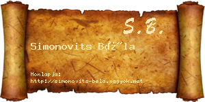Simonovits Béla névjegykártya